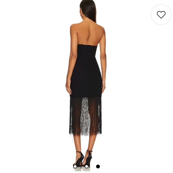 Amanda Uprichard Puzzle Strapless Dress with Fringe. - Picture 2 of 9